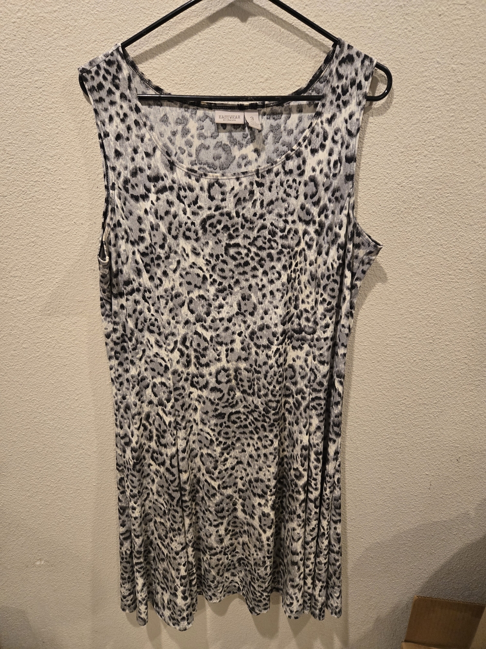 Chico's Black & White Leopard-Print Sleeveless Tank Dress